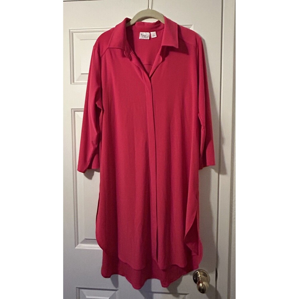 Large Women With Control By Renee Greenstein Womens Long Tunic Top Bright Pink